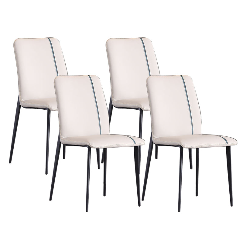 Industrial Armless Side Chairs Faux Leather Dining Chairs with Metal Legs