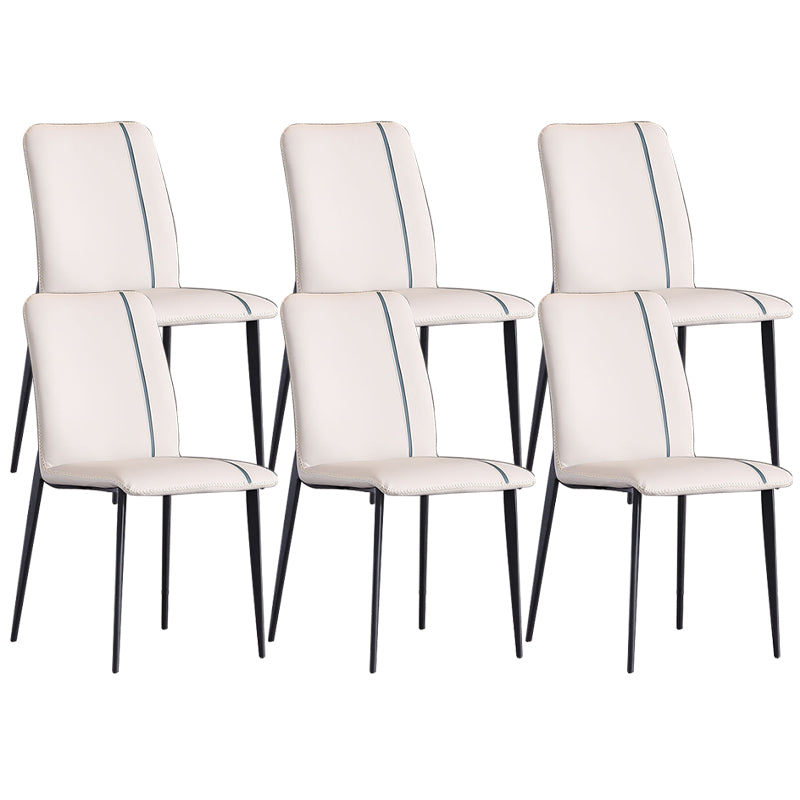 Industrial Armless Side Chairs Faux Leather Dining Chairs with Metal Legs