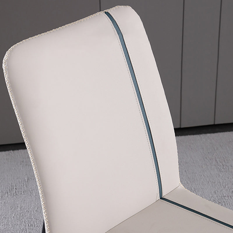 Industrial Armless Side Chairs Faux Leather Dining Chairs with Metal Legs