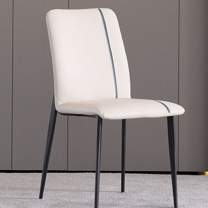 Industrial Armless Side Chairs Faux Leather Dining Chairs with Metal Legs