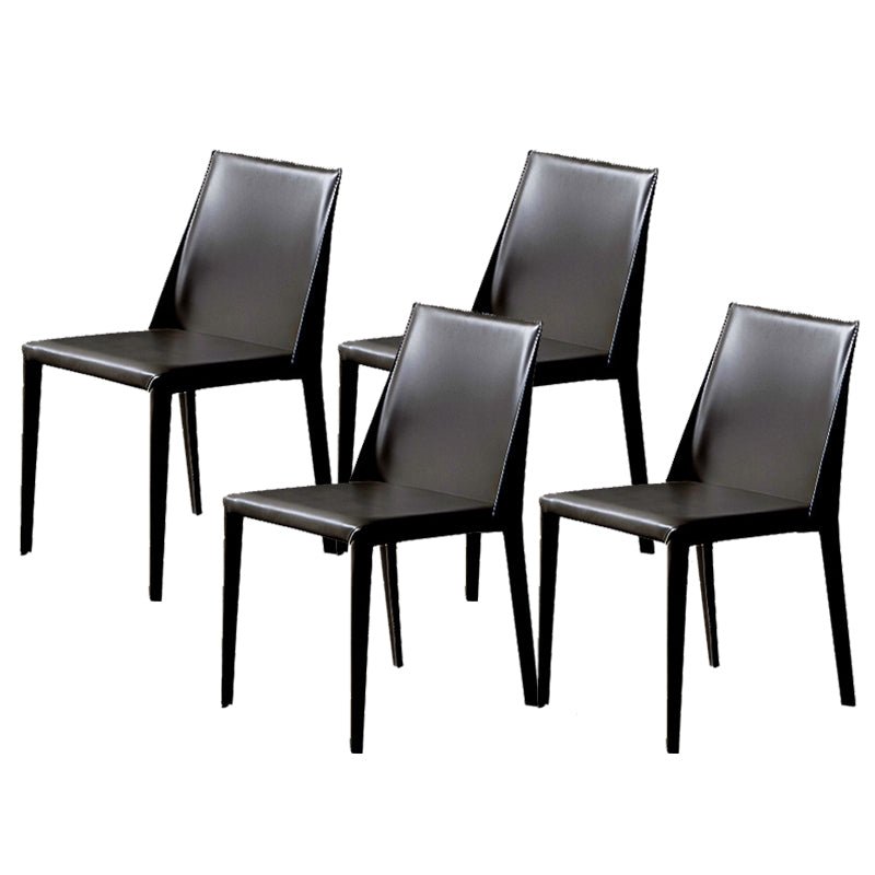Contemporary Leather Dining Chairs Armless Side Chairs with Metal Legs for Kitchen