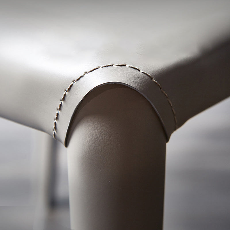 Contemporary Leather Dining Chairs Armless Side Chairs with Metal Legs for Kitchen