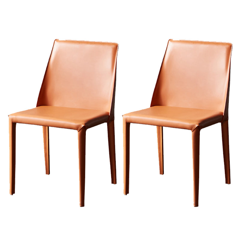 Contemporary Leather Dining Chairs Armless Side Chairs with Metal Legs for Kitchen