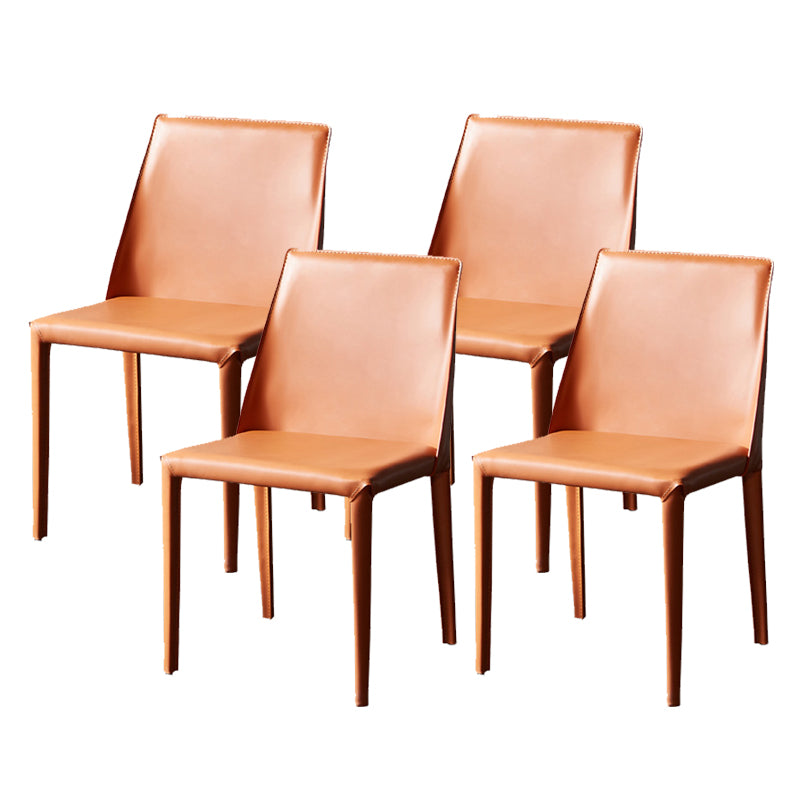 Contemporary Leather Dining Chairs Armless Side Chairs with Metal Legs for Kitchen