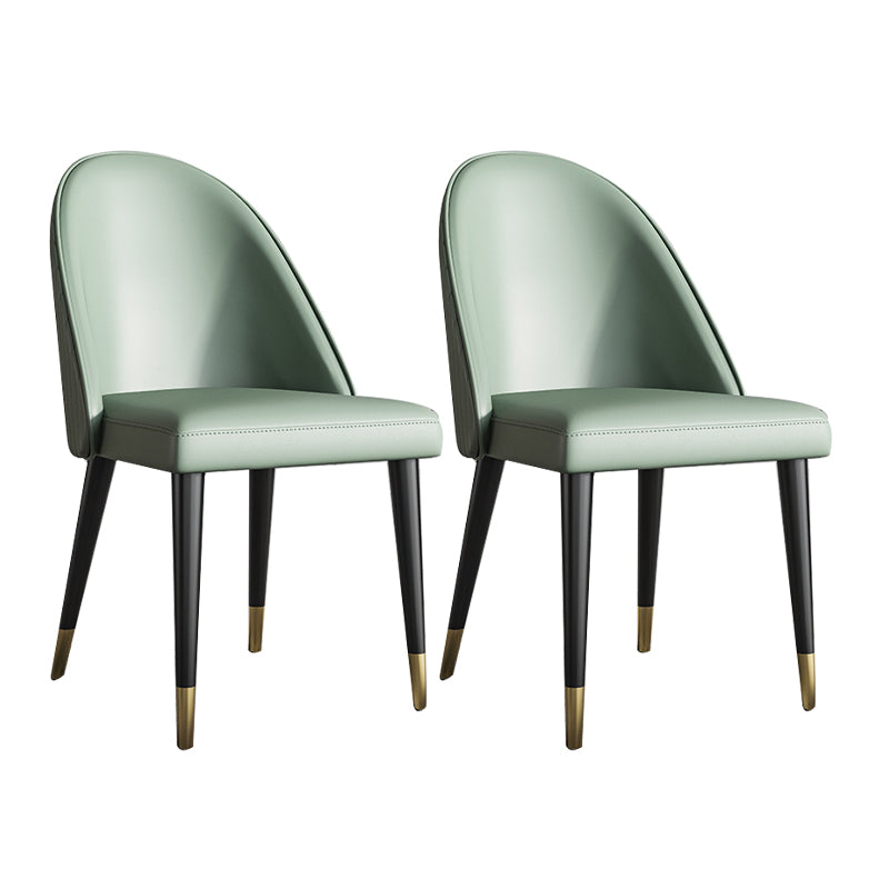 Glam Faux Leather Dining Chairs Armless Side Chairs with Wood Legs for Kitchen