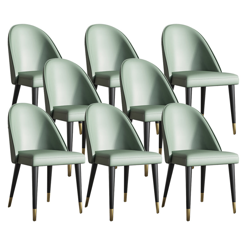 Glam Faux Leather Dining Chairs Armless Side Chairs with Wood Legs for Kitchen