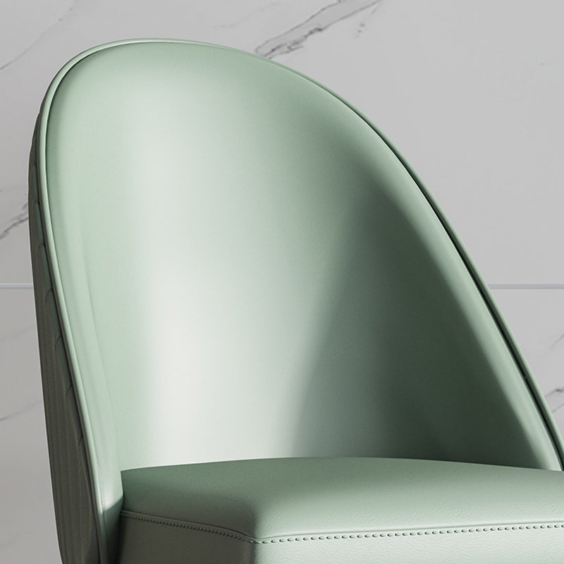 Glam Faux Leather Dining Chairs Armless Side Chairs with Wood Legs for Kitchen