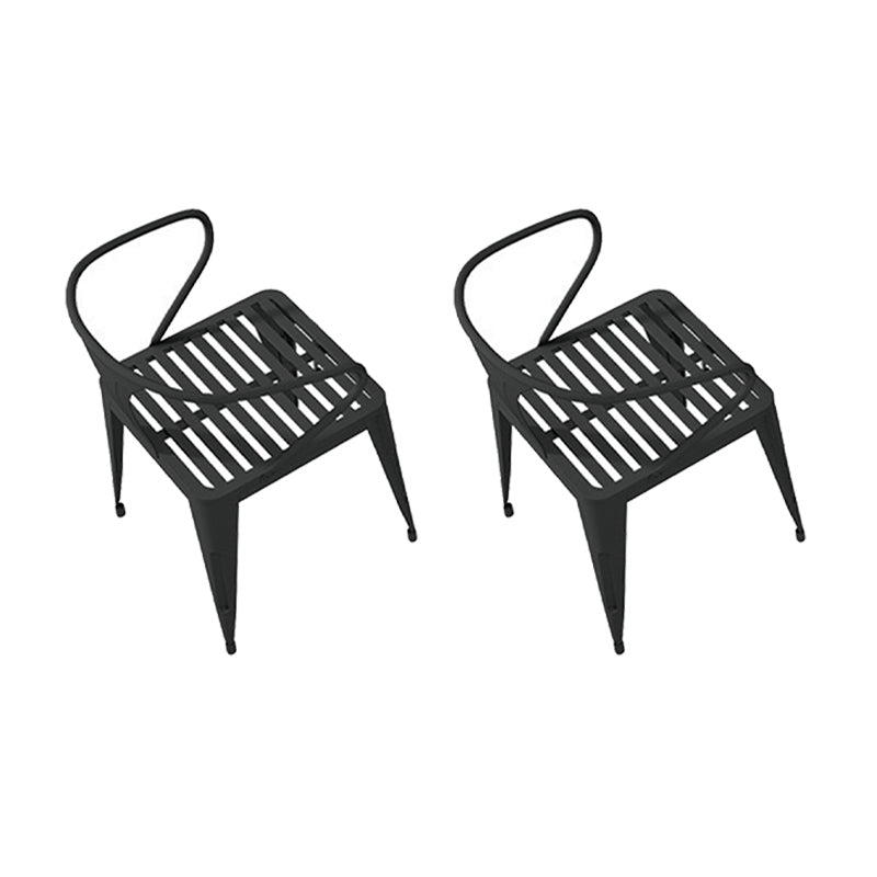 Industrial Metal Kitchen Dining Chair Slat Back Stacking Arm Chair