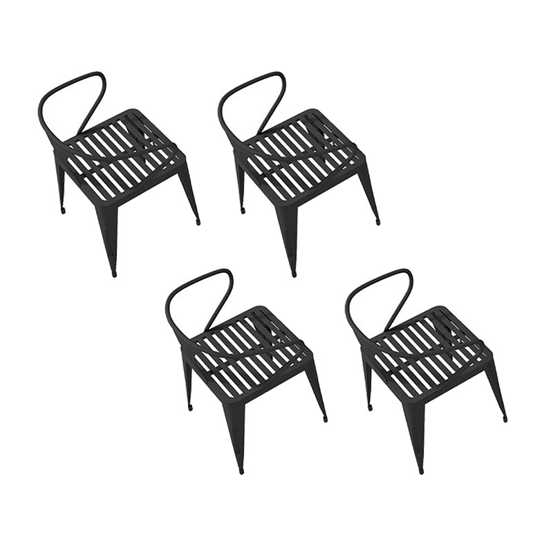 Industrial Metal Kitchen Dining Chair Slat Back Stacking Arm Chair