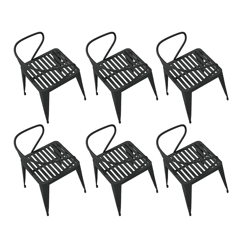 Industrial Metal Kitchen Dining Chair Slat Back Stacking Arm Chair