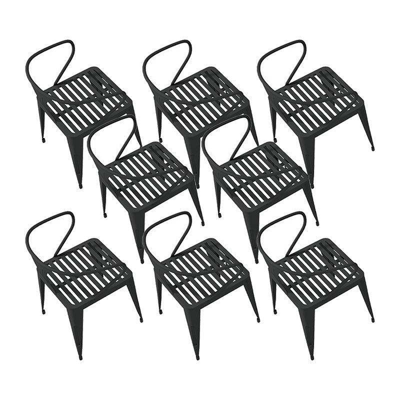 Industrial Metal Kitchen Dining Chair Slat Back Stacking Arm Chair
