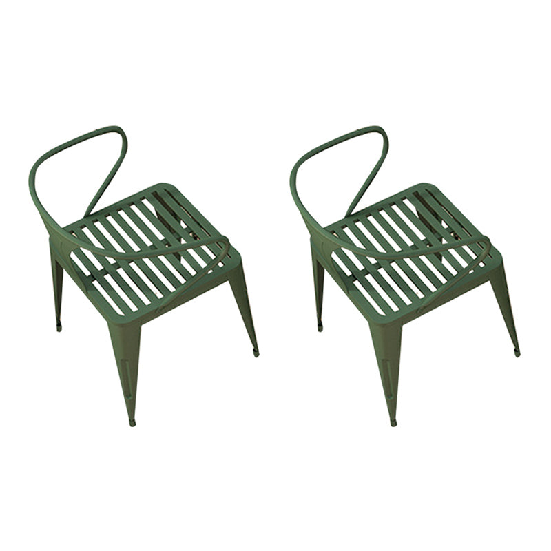 Industrial Metal Kitchen Dining Chair Slat Back Stacking Arm Chair