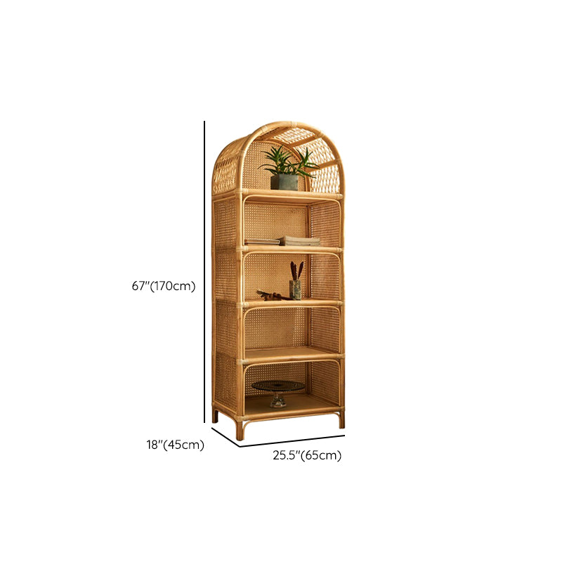 Modern Closed Back Natural Shelf Bookcase Bamboo Shelves Included Shelf for Bedroom