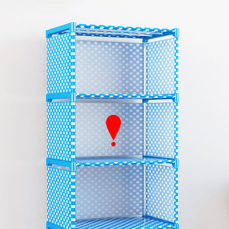 Contemporary Vertical Bookshelf Metal Study Room Bookcase with Fabric Bins