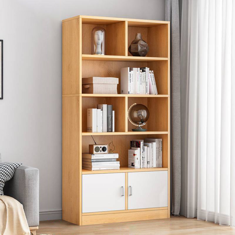 Modern Vertical Closed Back Bookcase Engineered Wood Bookshelf with Cabinets