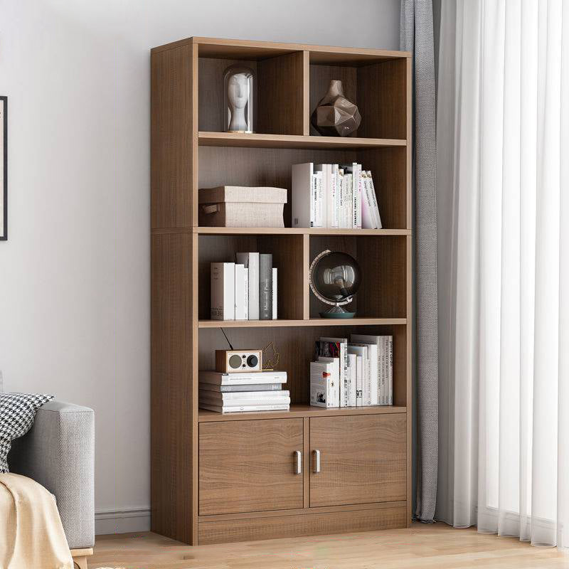 Modern Vertical Closed Back Bookcase Engineered Wood Bookshelf with Cabinets