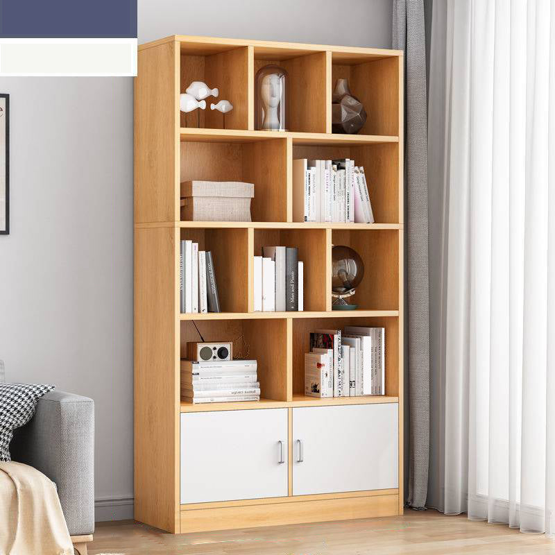 Modern Vertical Closed Back Bookcase Engineered Wood Bookshelf with Cabinets