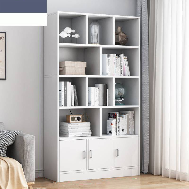 Modern Vertical Closed Back Bookcase Engineered Wood Bookshelf with Cabinets