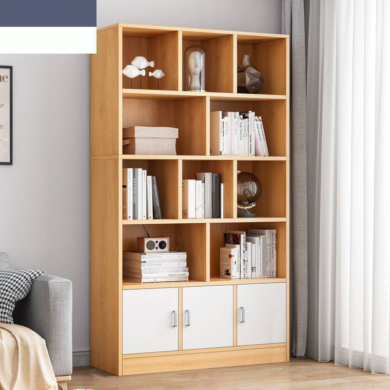 Modern Vertical Closed Back Bookcase Engineered Wood Bookshelf with Cabinets