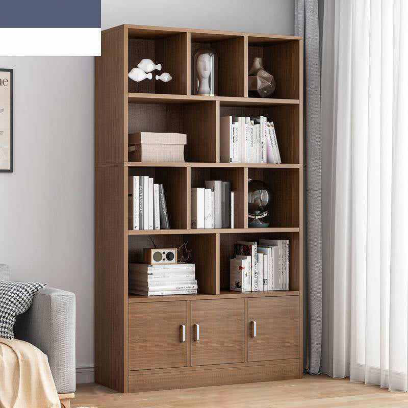 Modern Vertical Closed Back Bookcase Engineered Wood Bookshelf with Cabinets