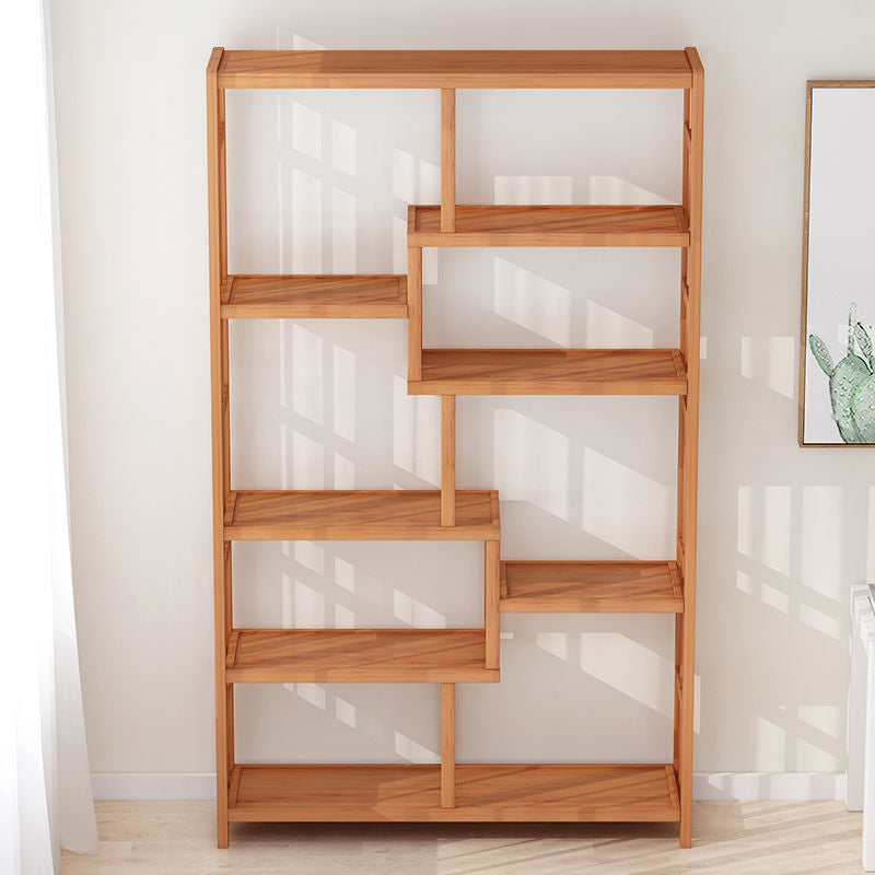 Contemporary Bookcase Open Shelf Bamboo Vertical Shelf Bookcase