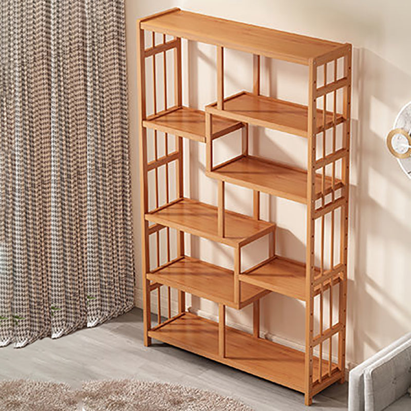 Contemporary Bookcase Open Shelf Bamboo Vertical Shelf Bookcase