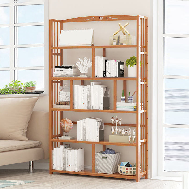 Contemporary Bookcase Open Shelf Bamboo Vertical Shelf Bookcase