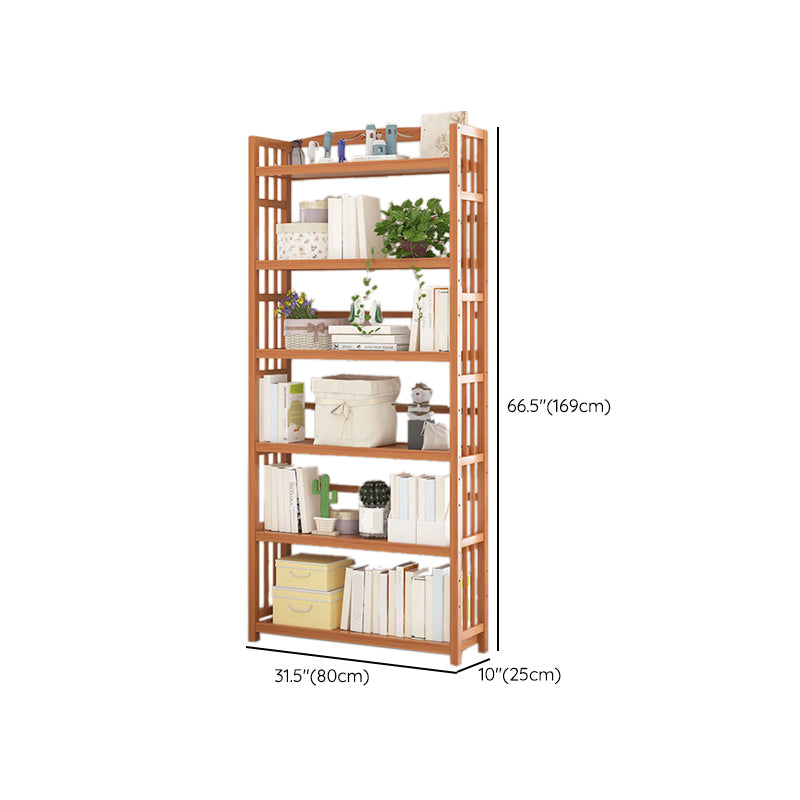 Contemporary Bookcase Open Shelf Bamboo Vertical Shelf Bookcase