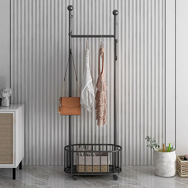 Glam Hall Stand Metal Hanging Rail Storage Shelving and 4 Hooks Coat Rack