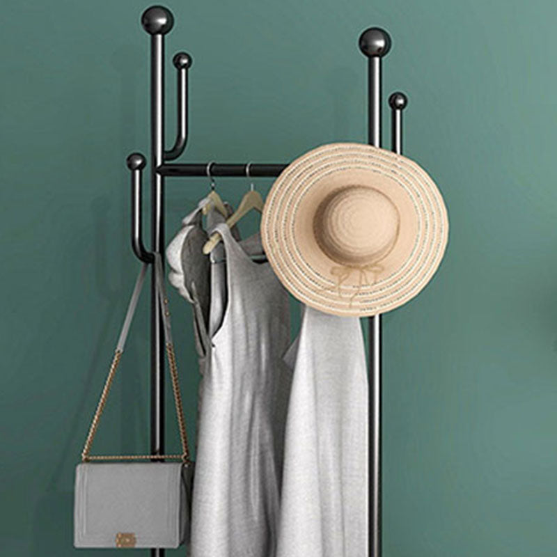 Glam Hall Stand Metal Hanging Rail Storage Shelving and 4 Hooks Coat Rack