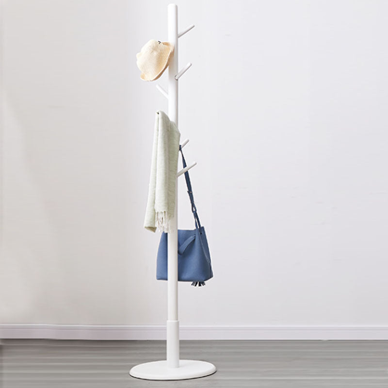 68.9" Hall Tree with Storage Hook , Rubberwood Solid Wood Free Standing Hall Tree