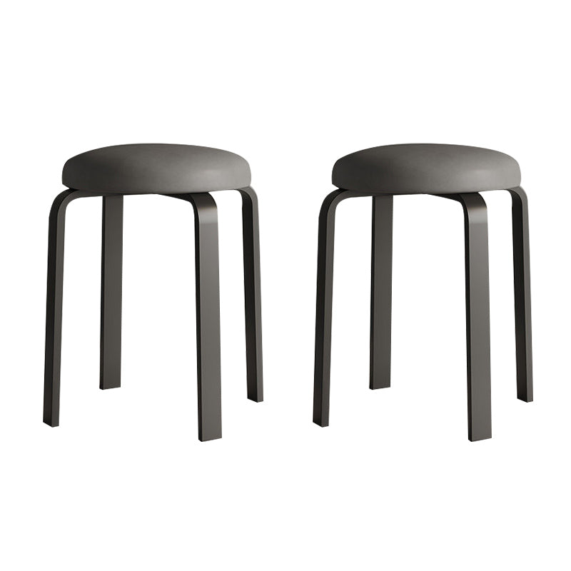 Grey Modern Standard Round Leather Water Resistant Indoor Standard