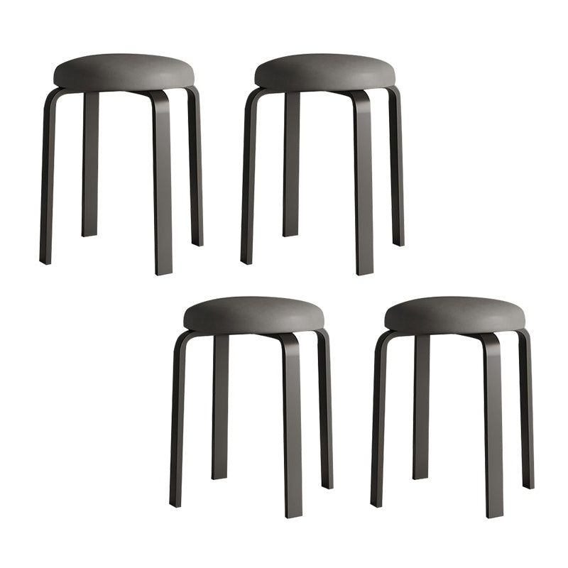 Grey Modern Standard Round Leather Water Resistant Indoor Standard