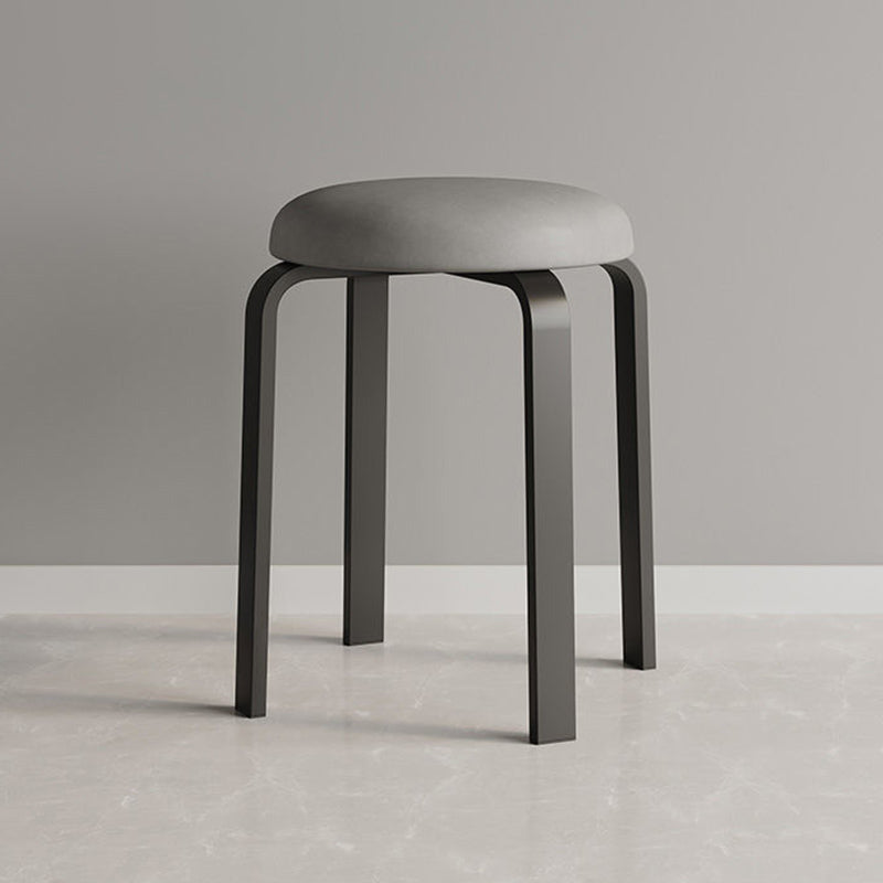 Grey Modern Standard Round Leather Water Resistant Indoor Standard