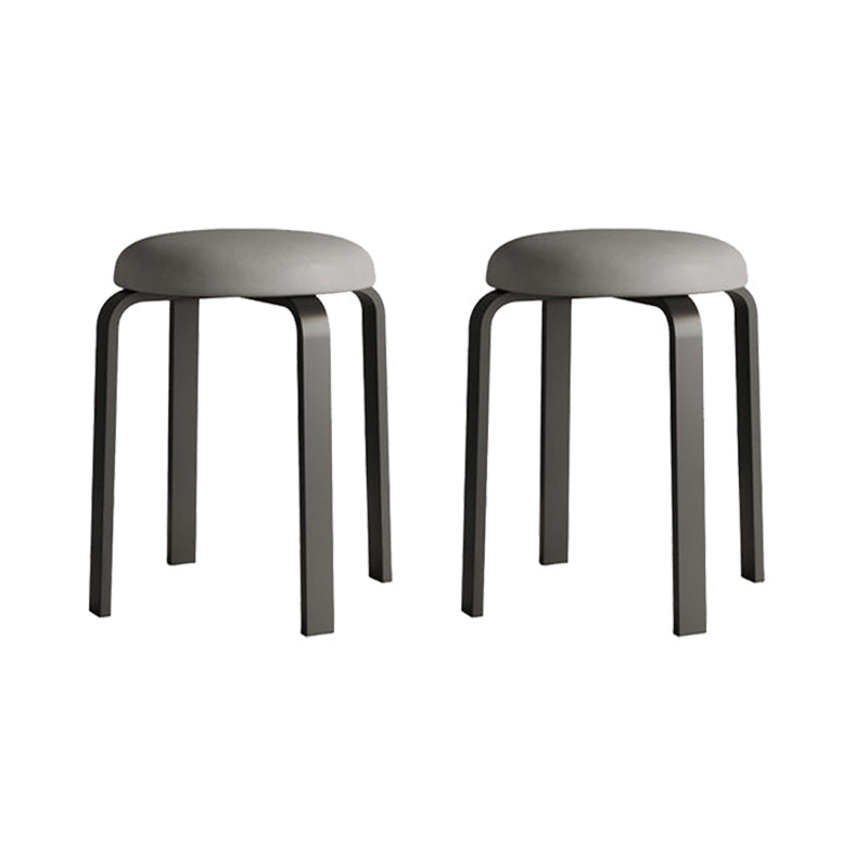 Grey Modern Standard Round Leather Water Resistant Indoor Standard