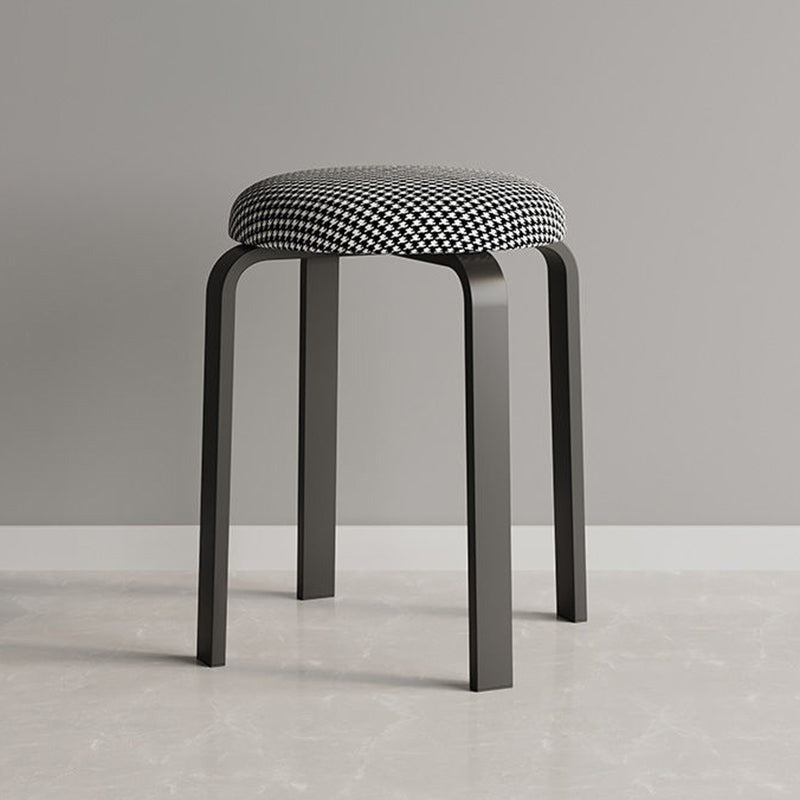 Grey Modern Standard Round Leather Water Resistant Indoor Standard