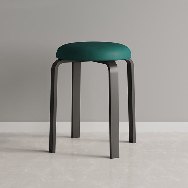 Grey Modern Standard Round Leather Water Resistant Indoor Standard