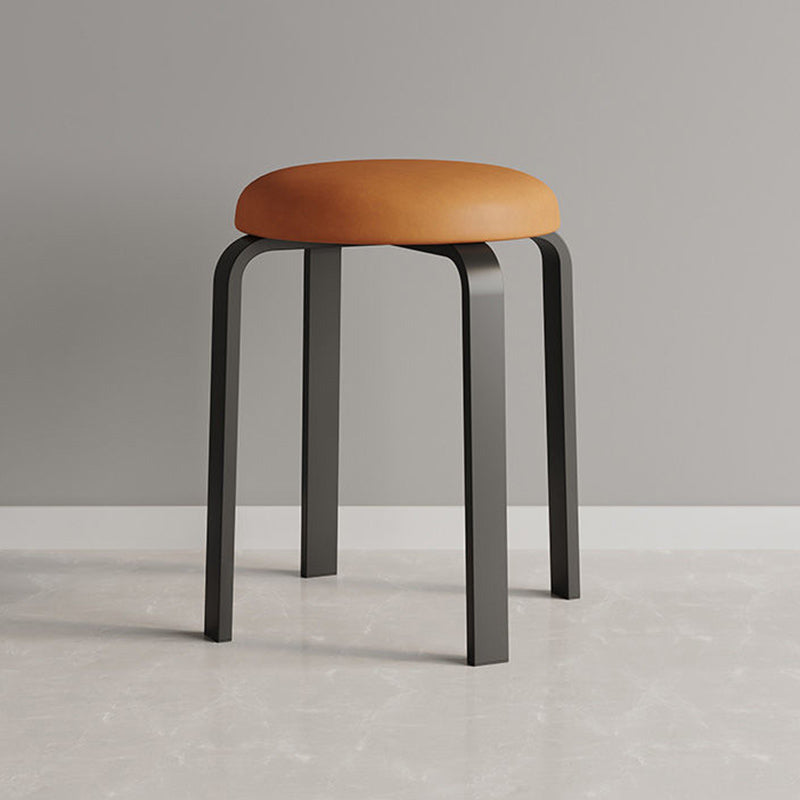 Grey Modern Standard Round Leather Water Resistant Indoor Standard