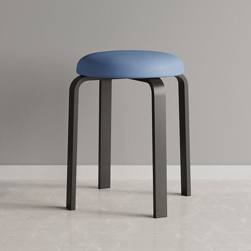 Grey Modern Standard Round Leather Water Resistant Indoor Standard