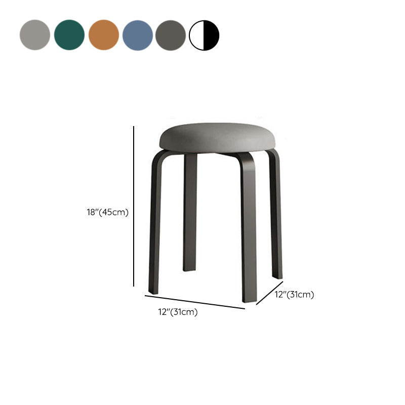 Grey Modern Standard Round Leather Water Resistant Indoor Standard