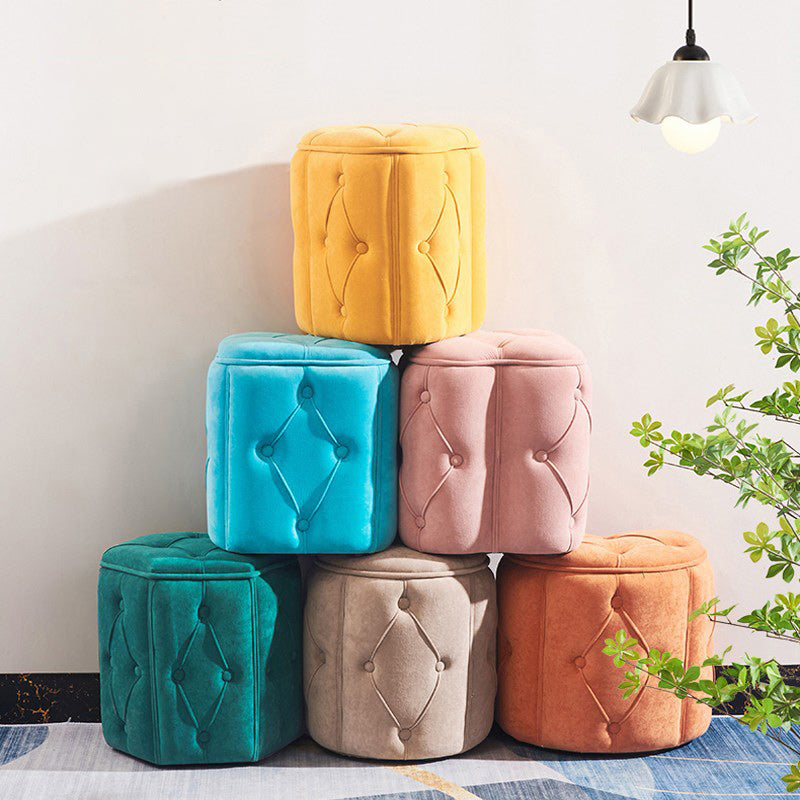 Orange Velvet Pouf Specialty Pouf Stain Resistant Indoor Pouf