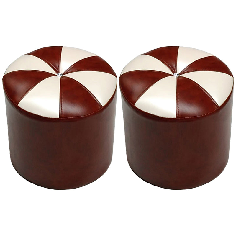 Dark Brown Round Pouf Stain Resistant Color Piece Pouf for Living Room