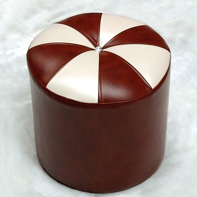 Dark Brown Round Pouf Stain Resistant Color Piece Pouf for Living Room