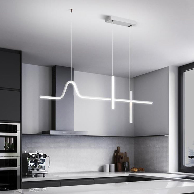 Modern White 3-Light Kitchen Island Lighting LED Ceiling Light for Bedroom