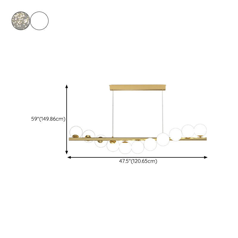 7/9/11-Light Contemporary Golden Kitchen Island Lighting Glass Ceiling Light for Bedroom