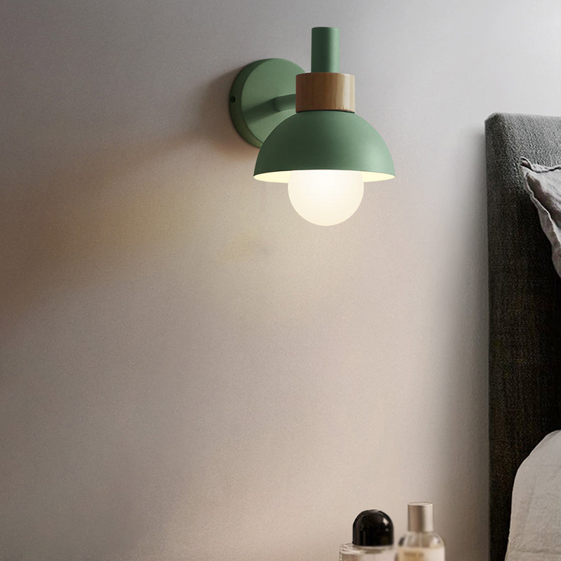 Macaron Dome Shade Wall Sconce Metal 1 Light Sconces for Bedroom