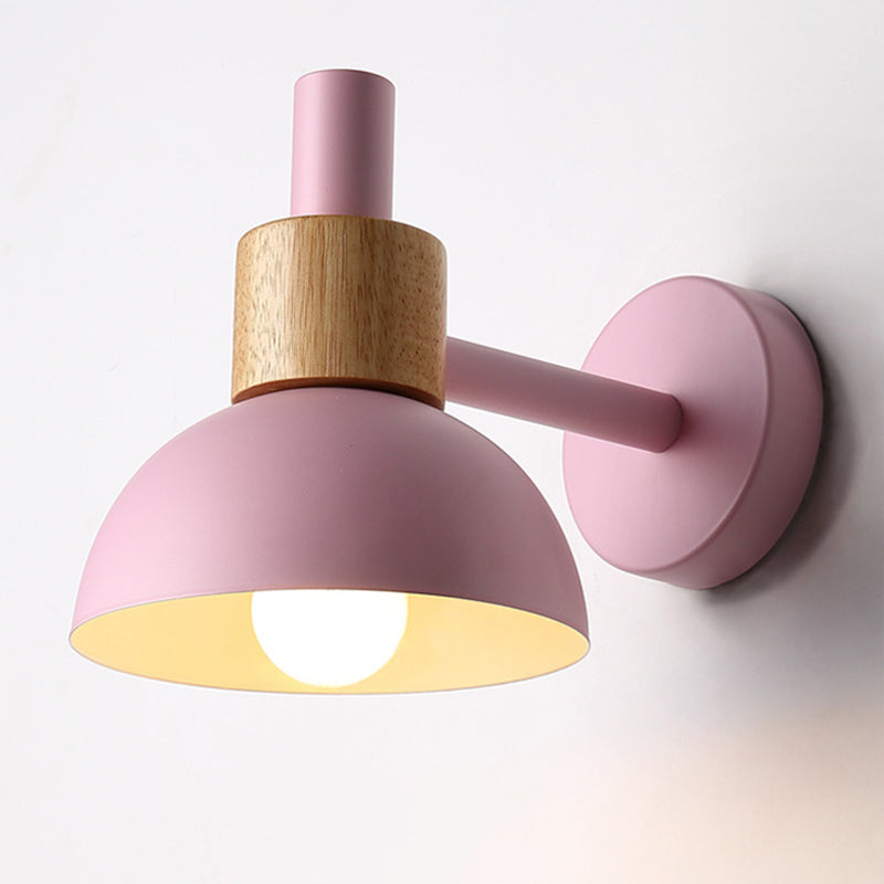 Macaron Dome Shade Wall Sconce Metal 1 Light Sconces for Bedroom