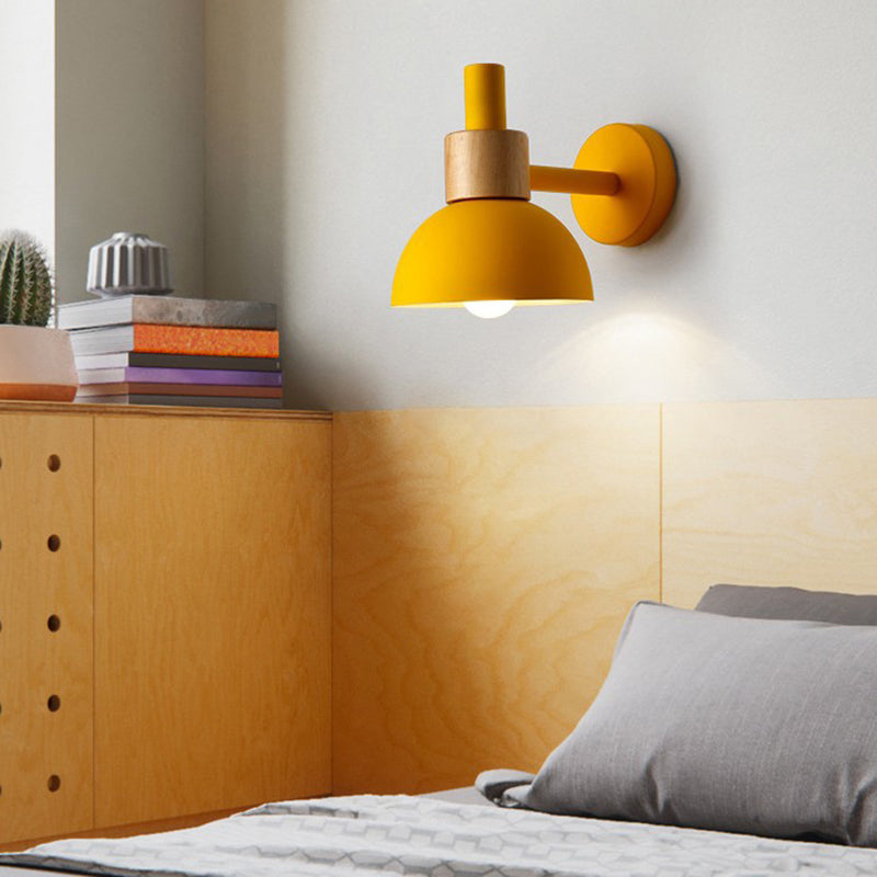 Macaron Dome Shade Wall Sconce Metal 1 Light Sconces for Bedroom