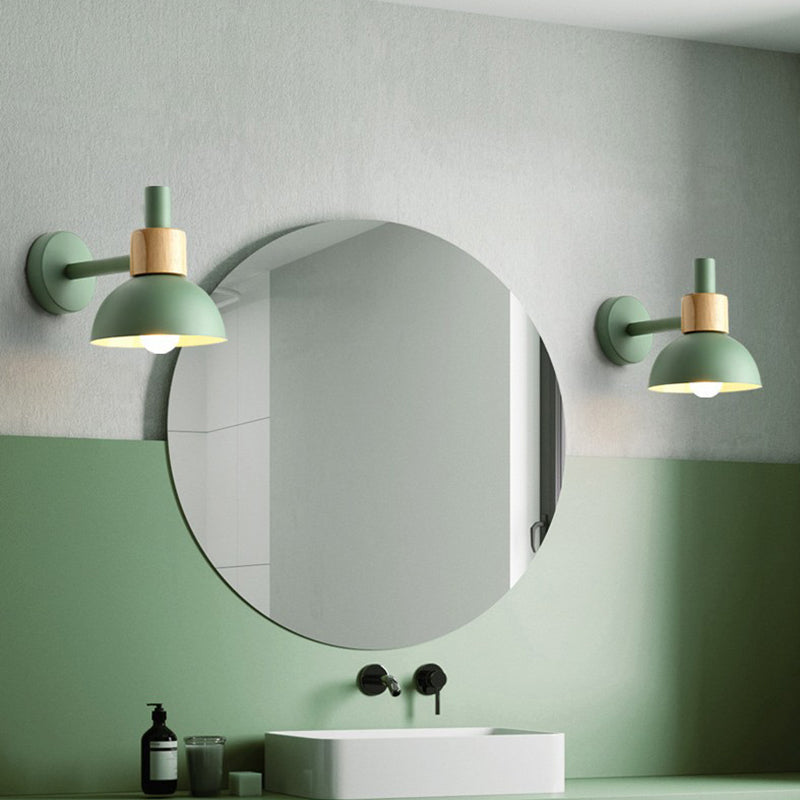 Macaron Dome Shade Wall Sconce Metal 1 Light Sconces for Bedroom