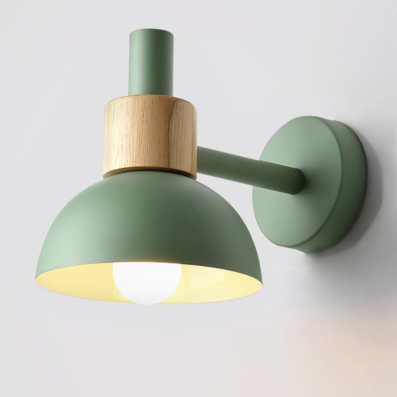Macaron Dome Shade Wall Sconce Metal 1 Light Sconces for Bedroom